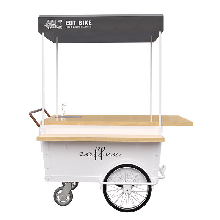 Drücken Sie die 4 Rad-Straßen-Kaffee-das Fahrrad von Hand ein, das für Kaffee-Verkauf benutzerfreundlich ist