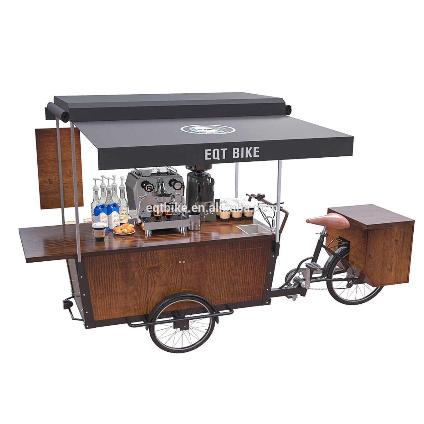 Dreiradstraße, die Scheibenbremse-Kaffee-Fahrrad-Wagen verkauft
