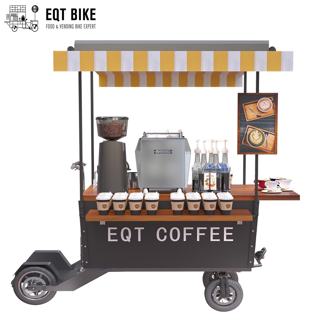 EQT-Multifunktionsroller-mobiler Kaffee-Wagen für Straßen-Geschäft